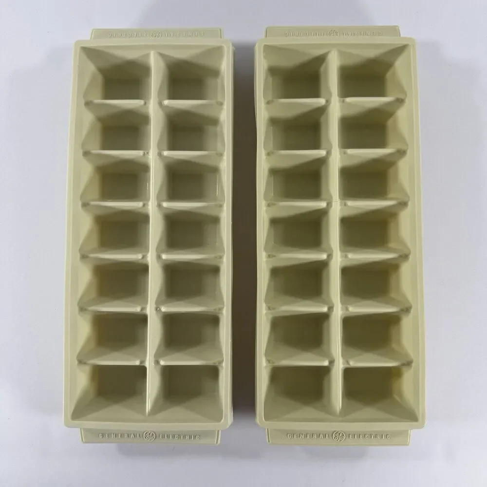 GE Ice Cube Trays BEIGE Set of 2 Stacking Vintage General Electric ~ READ